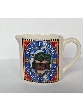 RoschCo. Vintage stoneware Creamer with Old Condensed Milk Replica Label